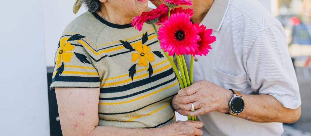 Portrait of a romantic elderly couple